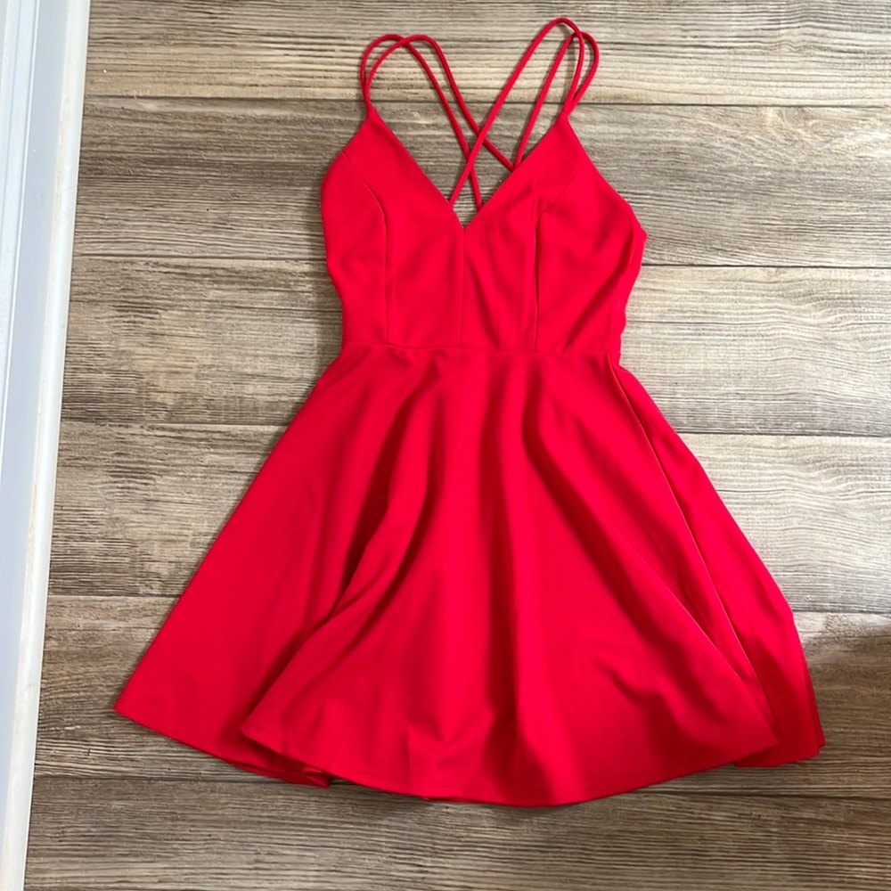Vibrant Red Strappy Cocktail Dress